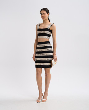 Balmain Бежевый топ в ткани логотипа шаблон EF1AA370JJ95