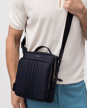 Bally Синяя кожаная сумка Mythos с логотипом MAC03ZEC001