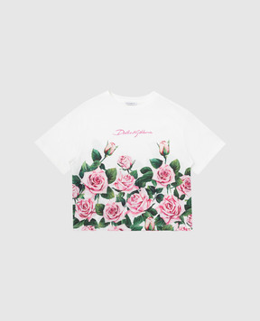 Dolce&Gabbana Детская белая футболка с брендовым принтом L5JTNLII7GI36