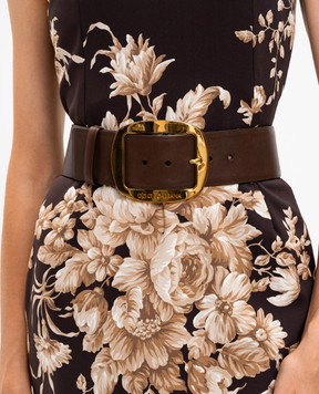 Dolce&Gabbana Коричневый кожаный ремень с гравировкой логотипа BE4608AW844