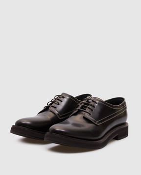 Brunello Cucinelli Коричневі шкіряні лофери з ланцюжком моніль MZDMTG302