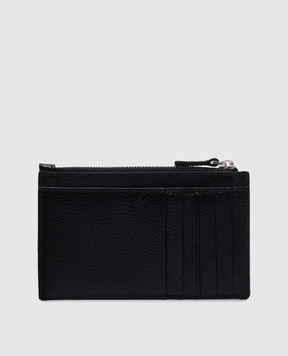Balenciaga Чорний шкіряний картхолдер з принтом емблеми логотипа 6405352ABKU