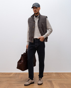 Brunello Cucinelli Коричневая футболка с шелком MSE804800