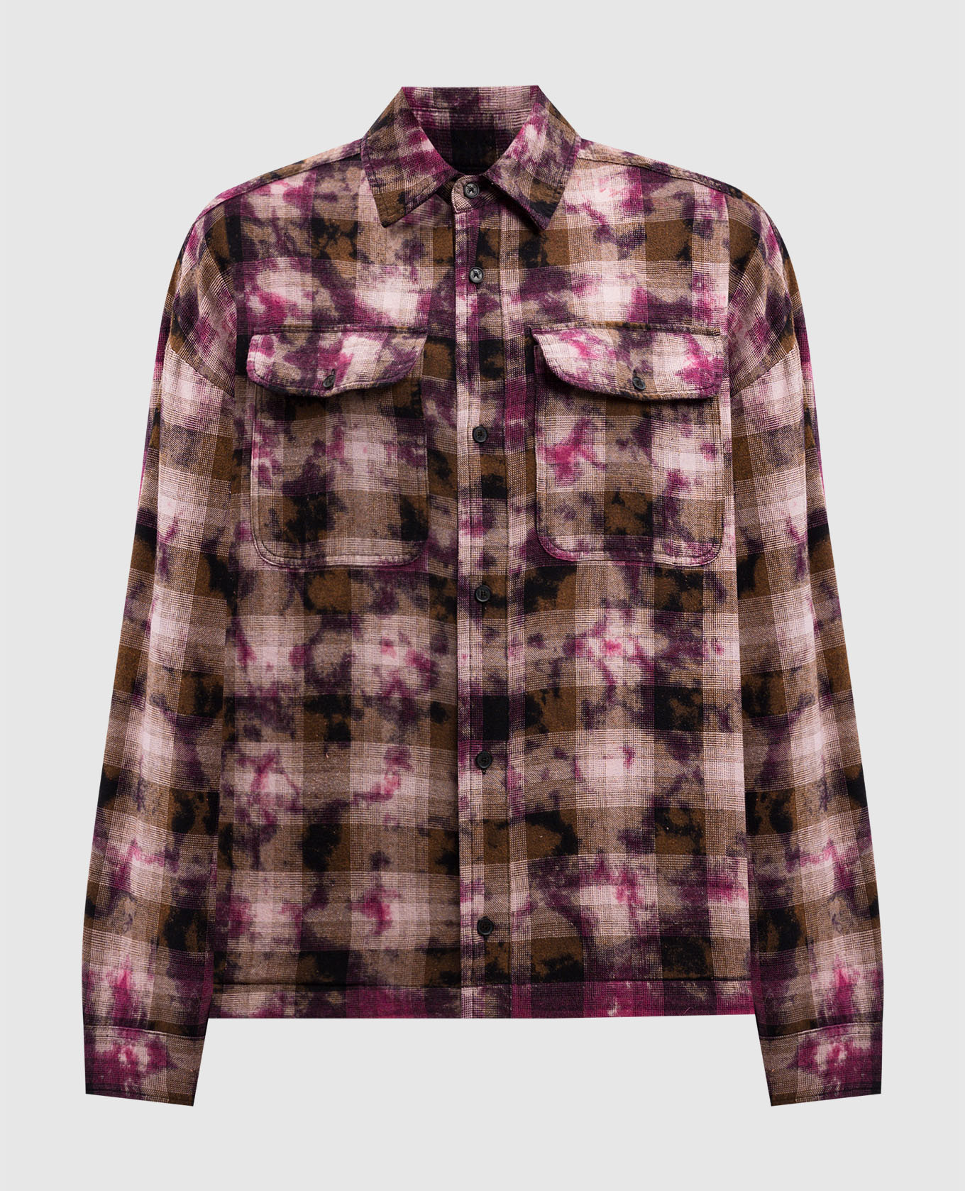 

Розовая рубашка в клетку с принтом логотипа, Розовый, Рубашки