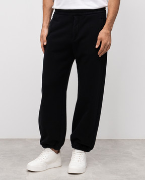 Alexander McQueen Голубые джогеры с фактурной эмблемой логотипа 828306QXACA