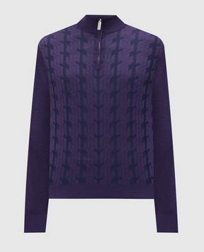 Stefano Ricci Фиолетовый джемпер с кашемиром и шелком в узор K808096L01F25374