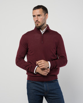 ISAIA Бордовый джемпер из шерсти с вышивкой логотипа MG8018YP005