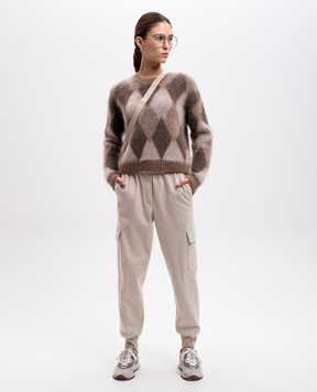 Moncler Коричневый свитер с шерстью в геометрический узор. J20939C00012M1133