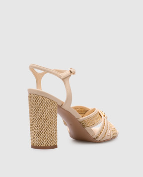 Twinset Бежевые босоножки с логотипом 251TGT024