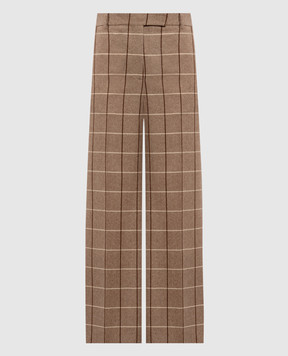 Valentino Бежевые брюки из шерсти в клетку 7B0RB6S09R3