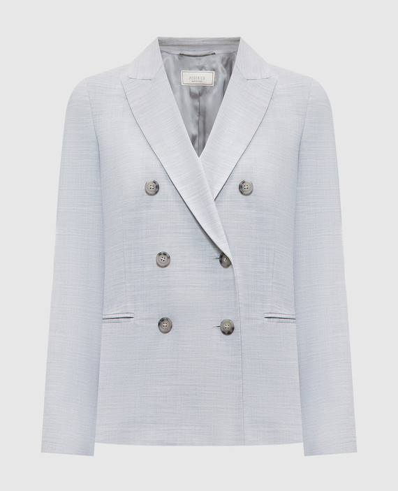 Gray double-breasted jacket with wool and lurex