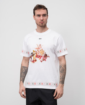 Off-White Белая футболка Putti с фактурной вышивкой логотип Arrow OMAA027S25JER002