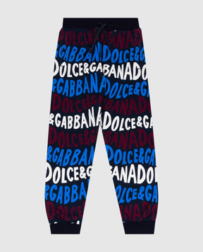 Dolce&Gabbana Детские синие джогеры в принт логотипа L4JPFEHS7OX812+