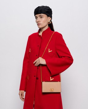 Valentino Бежева шкіряна сумка з логотипом 7W2P0W42SNP
