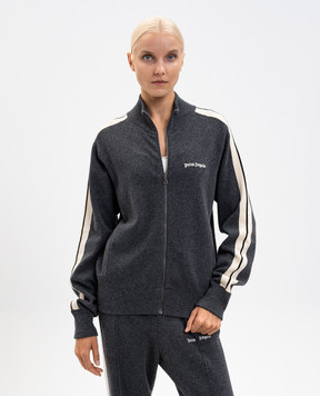 Palm Angels Сіра спортивна куртка з вовною і кашеміром PWHA062F25KNI001