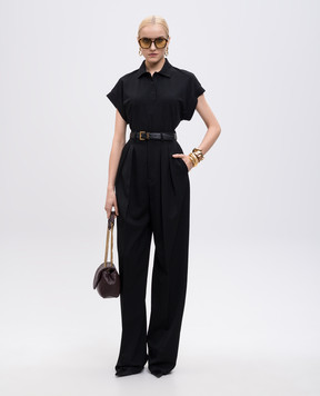 Saint Laurent Черное поло с вышивкой монограмм логотипа 824091Y37HC