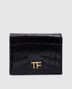 Tom Ford Чорне шкіряне портмоне з тисненням під шкіру крокодила S0478LCL395X