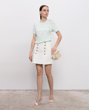 Balmain Зелена футболка з принтом логотипа BF1EF005BB02
