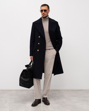 Brunello Cucinelli Синє двоборте пальто з вовни MY4969139G