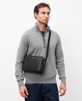 Serapian Черная кожаная сумка EAST WEST с логотипом SRCMOMML735925A001