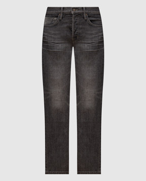 Tom Ford Сірі джинси зі шкіряним патчем логотипа DPS001DMC026F23