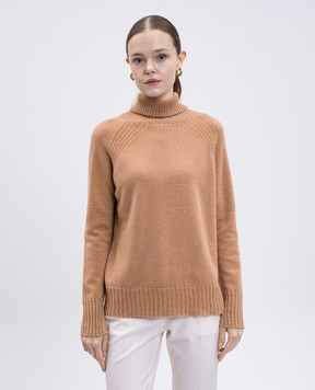 Twinset Коричневий светр з вовни і кашеміру з люрексом 252TP3582