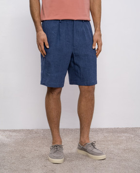 Brunello Cucinelli Синие шорты из льна MH248U0065