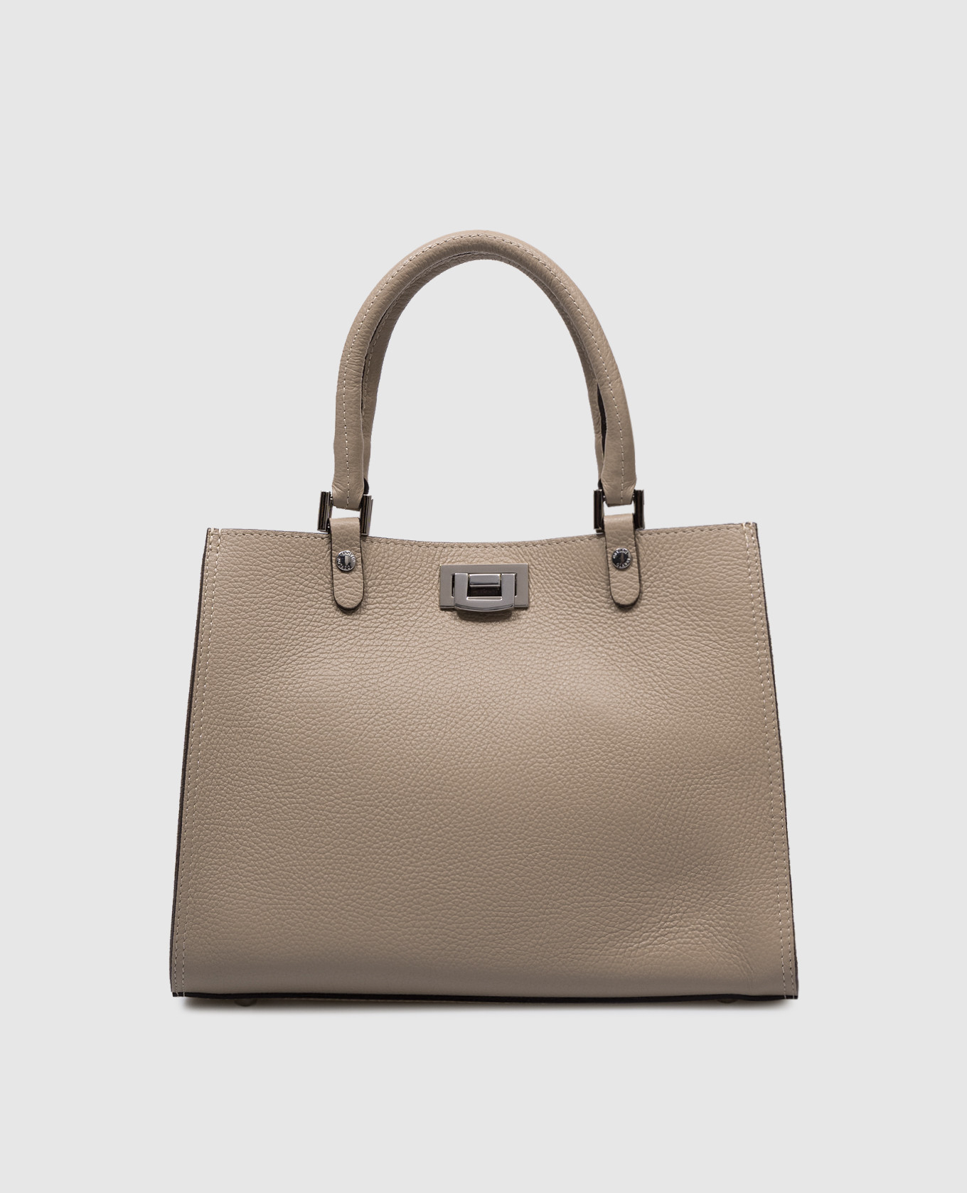 

Бежевая кожаная сумка-тоут с логотипом, Бежевый, Сумки через плечо