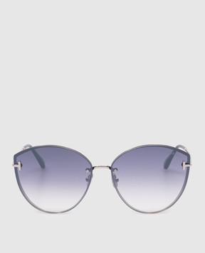 Tom Ford Сріблясті сонцезахисні окуляри EVANGELINE з логотипом FT1106