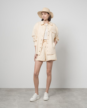 Twinset Бежева сорочка з льоном з мереживом 241TT2300