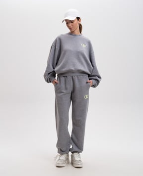 Off-White Серый меланжевый свитшот с вышивкой монограммы логотипа OWBA075S25FLE004