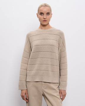 Brunello Cucinelli Бежевий светр з кашеміру та шовку MBM738200P