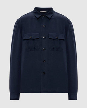 Canali Синя сорочка з льону та вовни AE0257131016