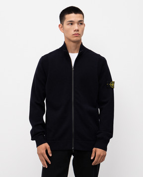 Stone Island Синій кардиган з вовною з патчем K2S155100062S00A1