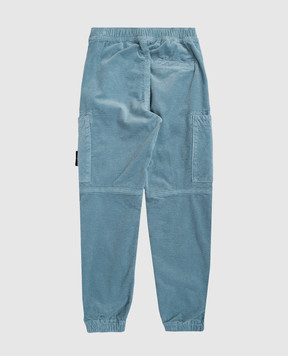 Stone Island Детские голубые вельветовые джогеры с логотипом K2S163100005S019934