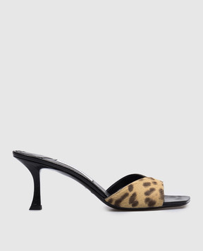 Jimmy Choo Бежевые кожаные мюли Skye 70 в анималистичный принт. SKYE70LOP