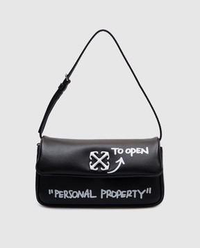 Off-White Черная кожаная сумка кросс-боди Jitney 0.7 Quote OWNN18BC99LEA001