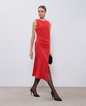 Christian Dior Червона сукня міді із шовку та вовни з розрізом 6C21630A1726