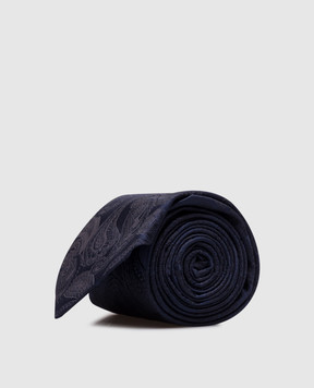 Brunello Cucinelli Синий галстук из шелка в узор. MV8960018