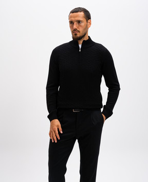 Cashmere&Whiskey Черный джемпер из мериноса шерсти в узор CH077