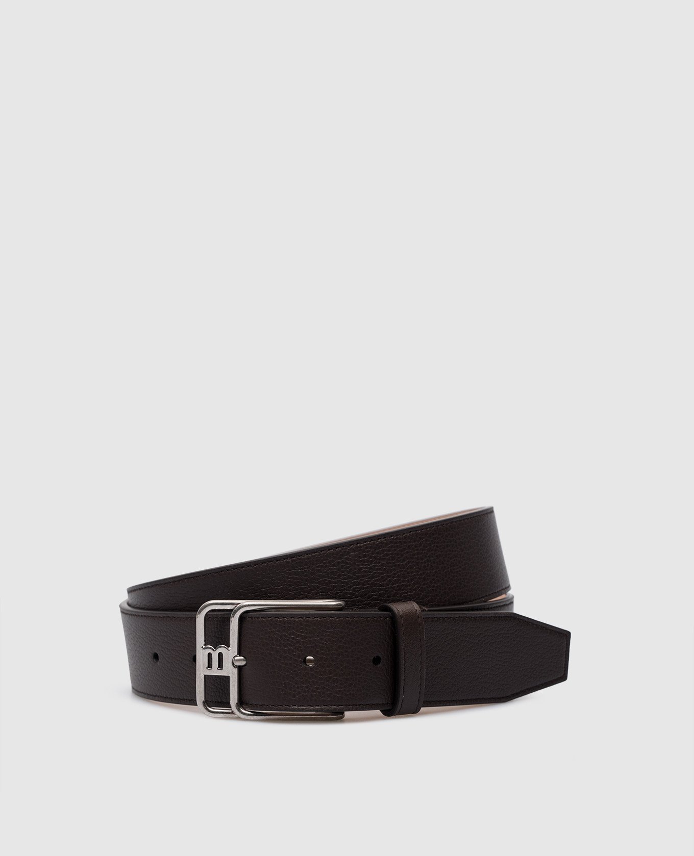 Brown leather belt with logo