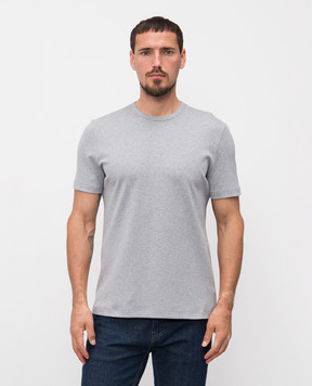 Brunello Cucinelli Серая футболка в рубчик прямого кроя MR8061336