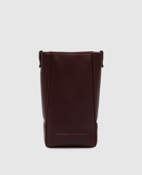 Brunello Cucinelli Коричнева шкіряна сумка-міні з логотипом MWTKD2739P