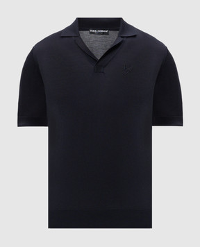 Dolce&Gabbana Синє поло із шовку з вишивкою логотипа GXZ09ZJBSK3