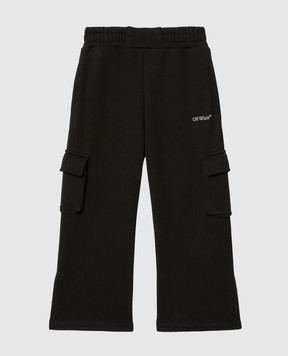 Off-White Дитячі чорні штани-карго з логотипом OGCH00BS25FLE001