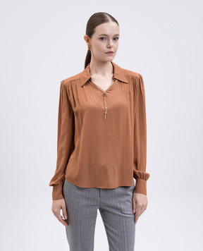 Twinset Коричнева блуза з ланцюжком 252TP2291