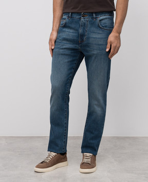 ISAIA Синие джинсы с эффектом потертости PND002DJ125