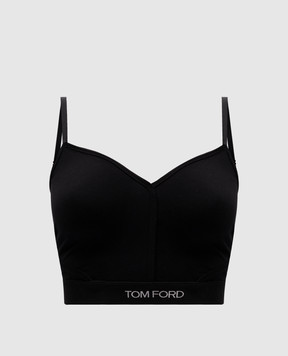 Tom Ford Чорний топ з візерунком логотипа TSJ473JEX011