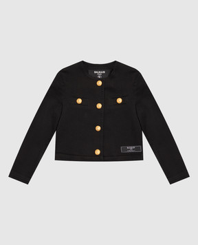 Balmain Дитячий чорний укорочений жакет BX2B54D00391214