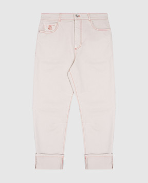 Brunello Cucinelli Детские серые джинсы с вышивкой логотипа B277PD310B